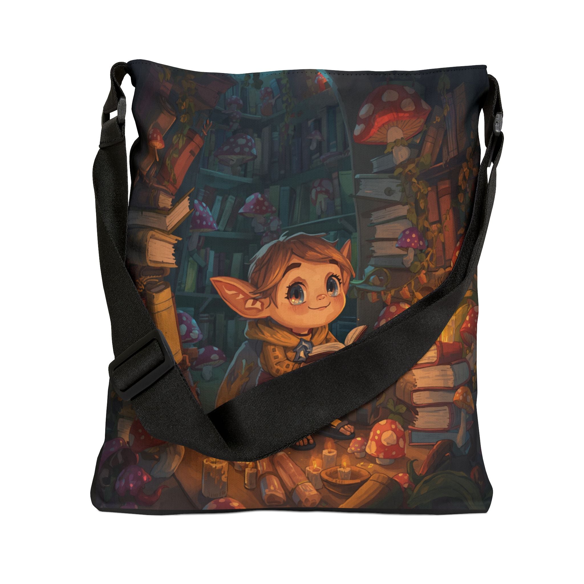 Cozy Fantasy Elf Tote — Magical Reading Nook Adjustable Tote Bag