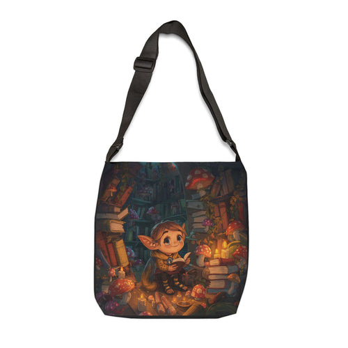 Cozy Fantasy Elf Tote — Magical Reading Nook Adjustable Tote Bag