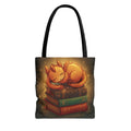 Cute Sleeping Dragon Bookstack Tote Bag — Cozy Fantasy Library Shopper