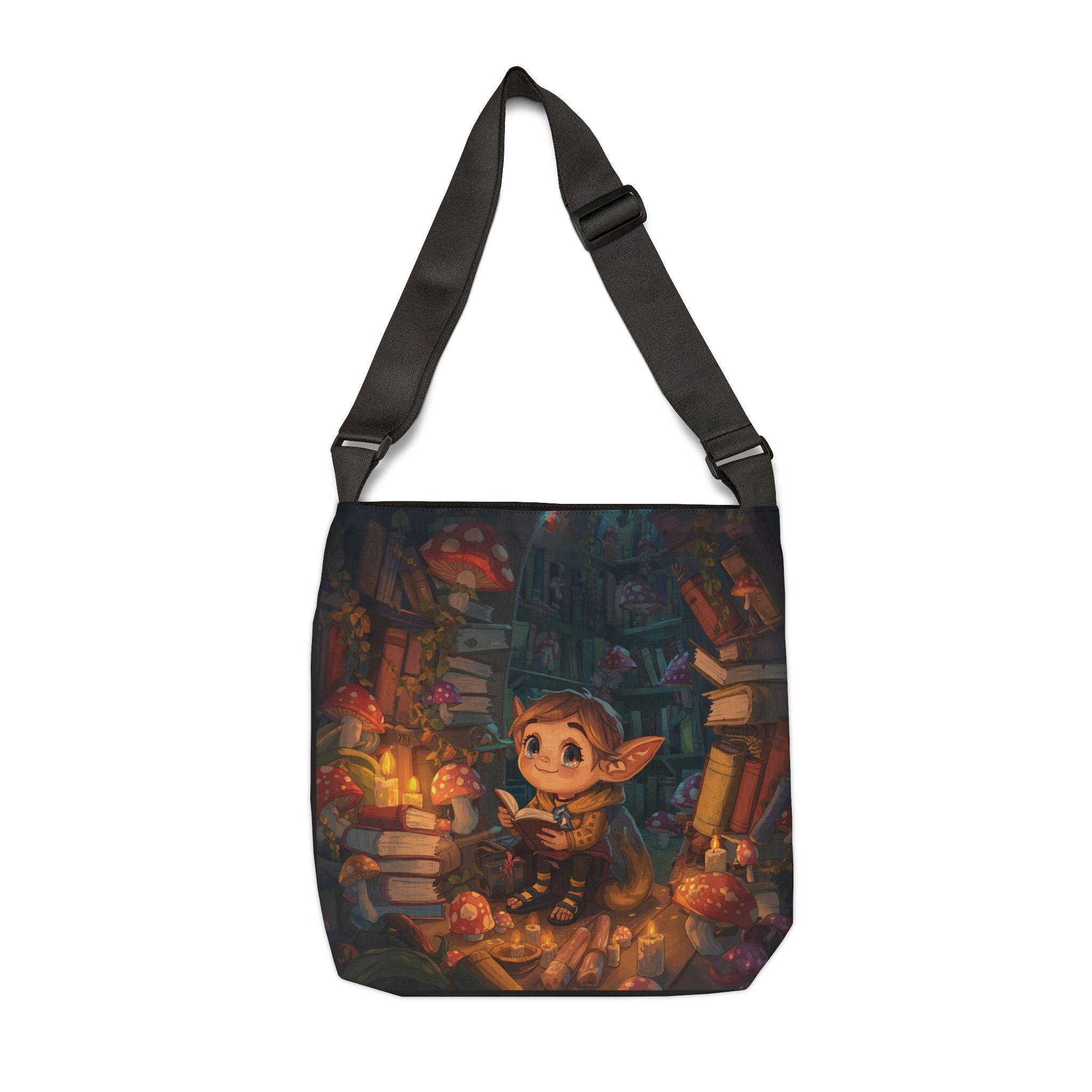 Cozy Fantasy Elf Tote — Magical Reading Nook Adjustable Tote Bag