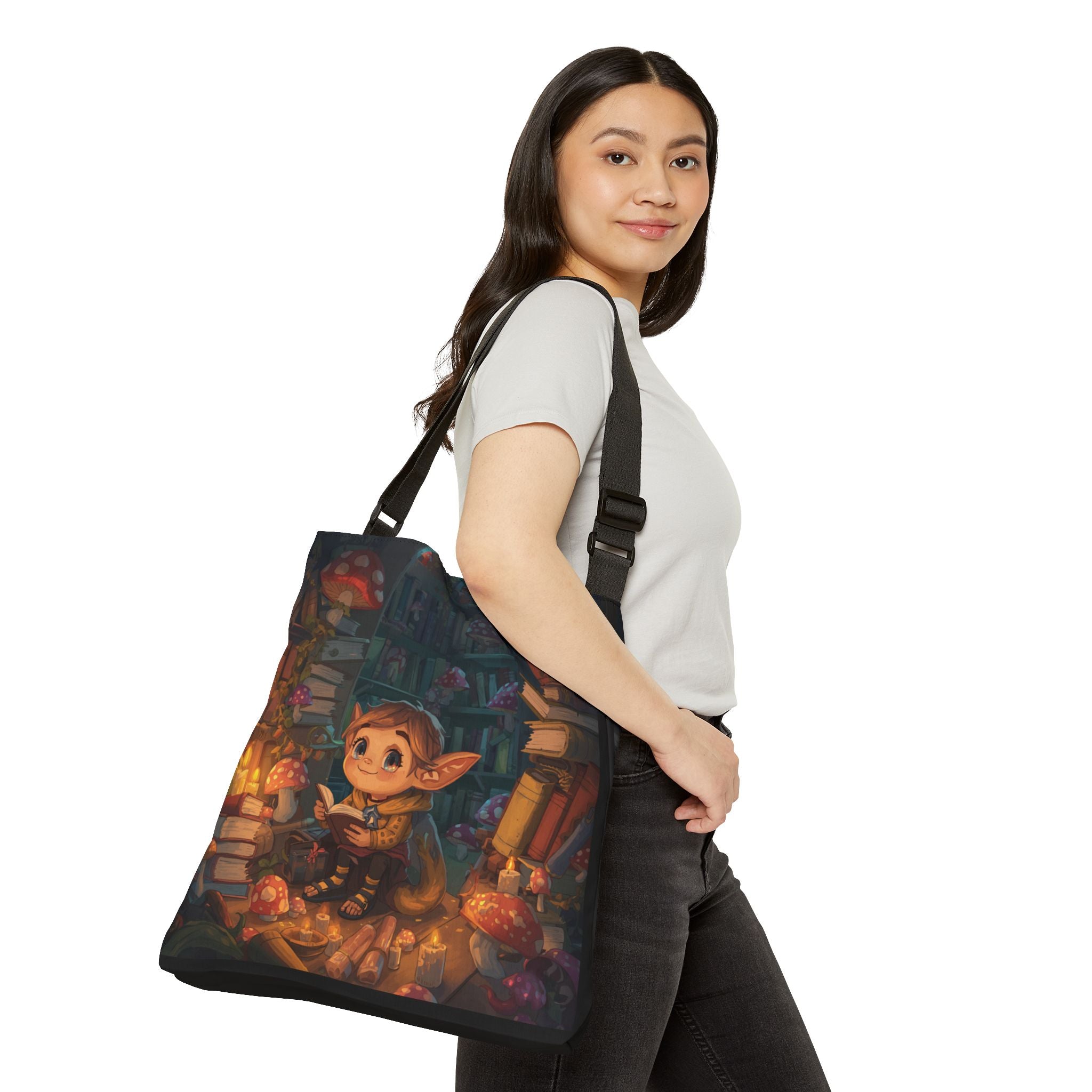 Cozy Fantasy Elf Tote — Magical Reading Nook Adjustable Tote Bag