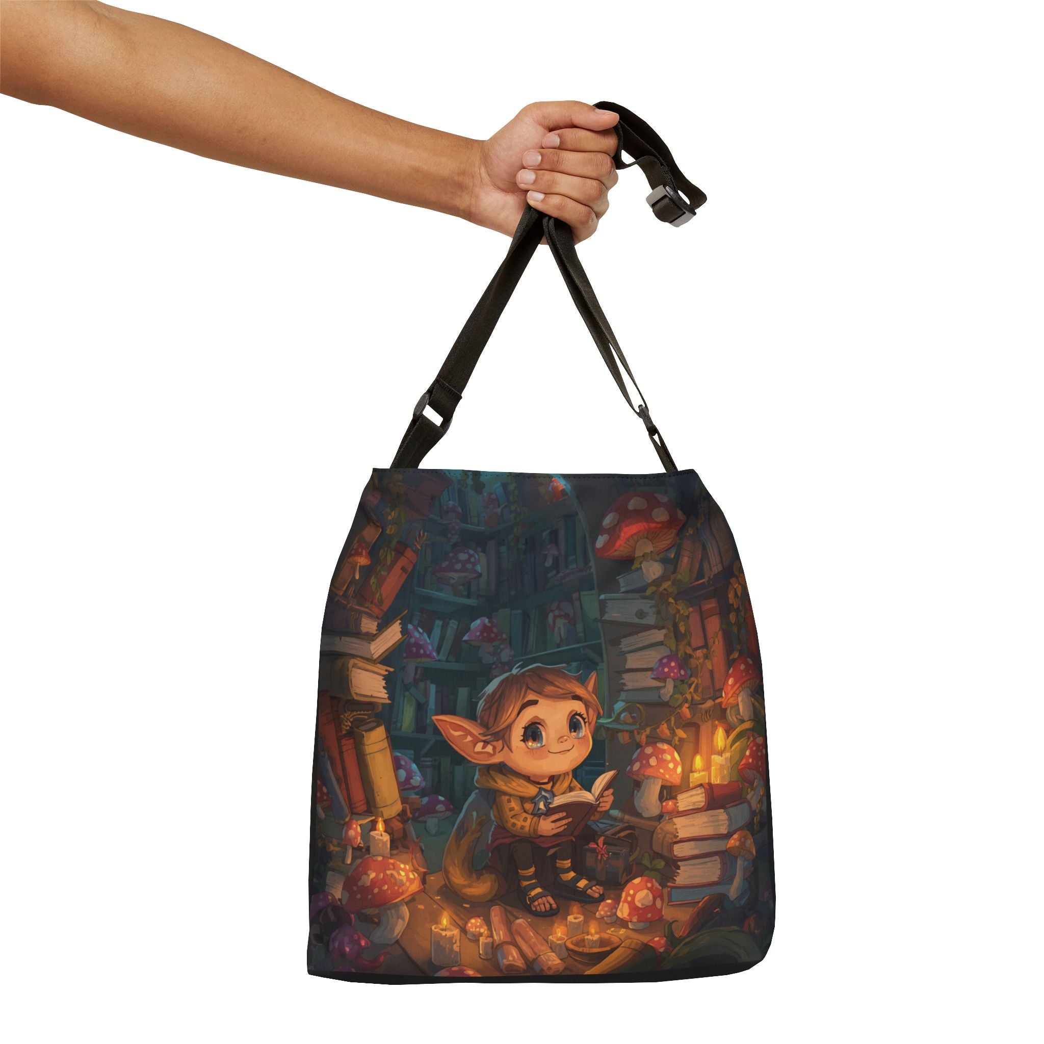 Cozy Fantasy Elf Tote — Magical Reading Nook Adjustable Tote Bag