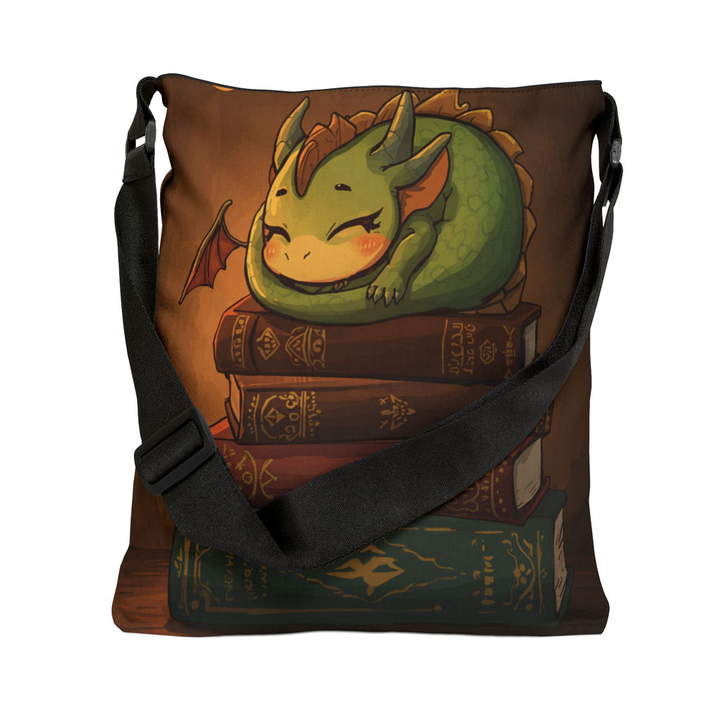 Cute Sleeping Dragon Book Tote — Adjustable Bookbag for Readers & Fantasy Fans