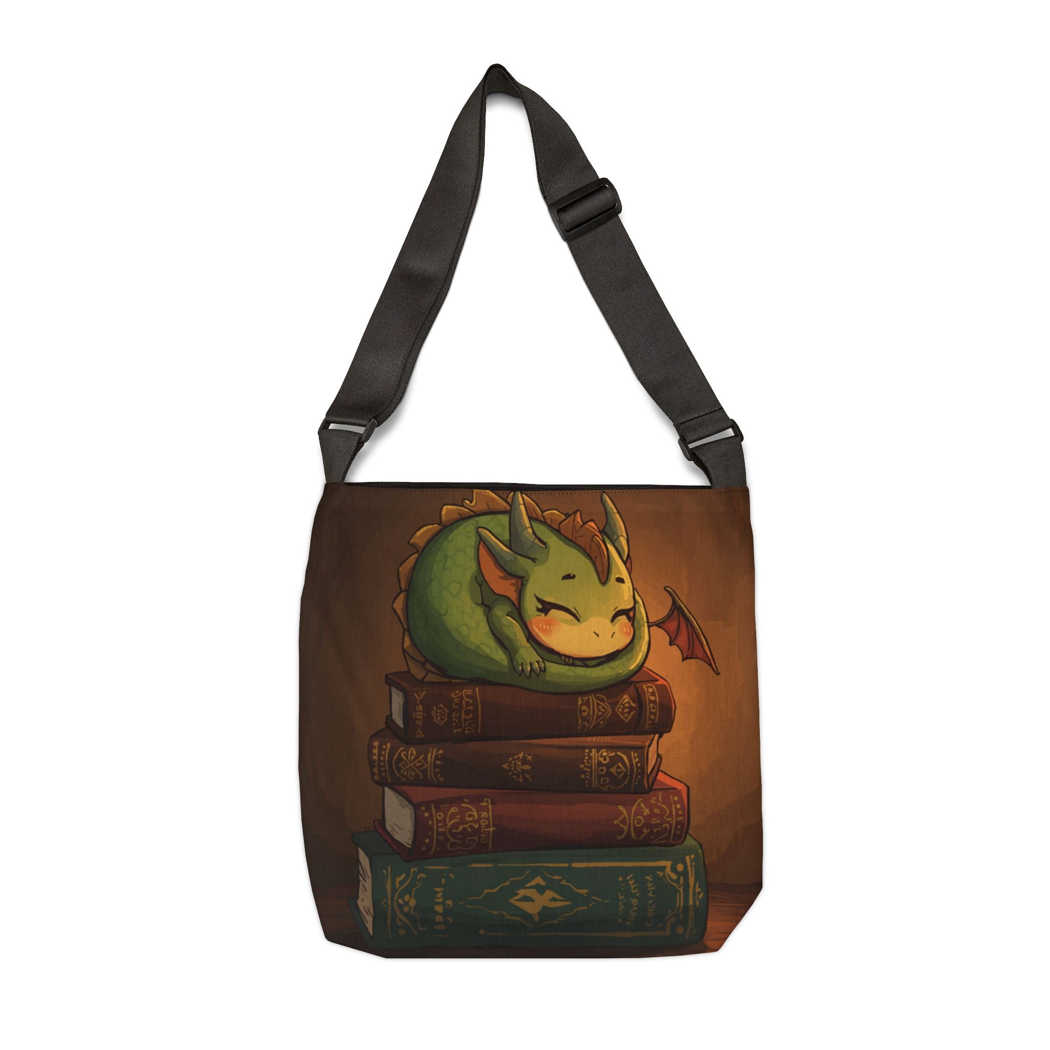 Cute Sleeping Dragon Book Tote — Adjustable Bookbag for Readers & Fantasy Fans