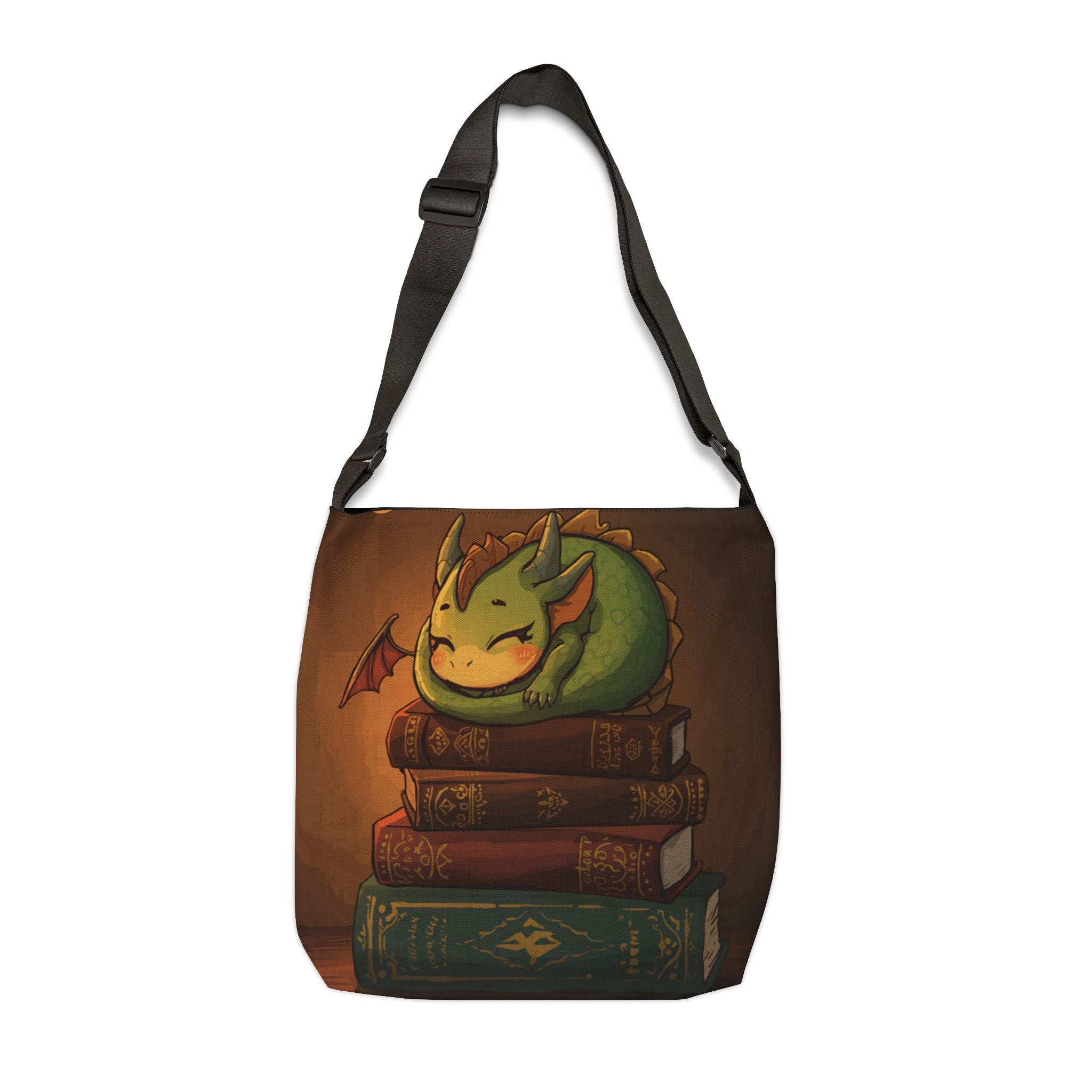 Cute Sleeping Dragon Book Tote — Adjustable Bookbag for Readers & Fantasy Fans