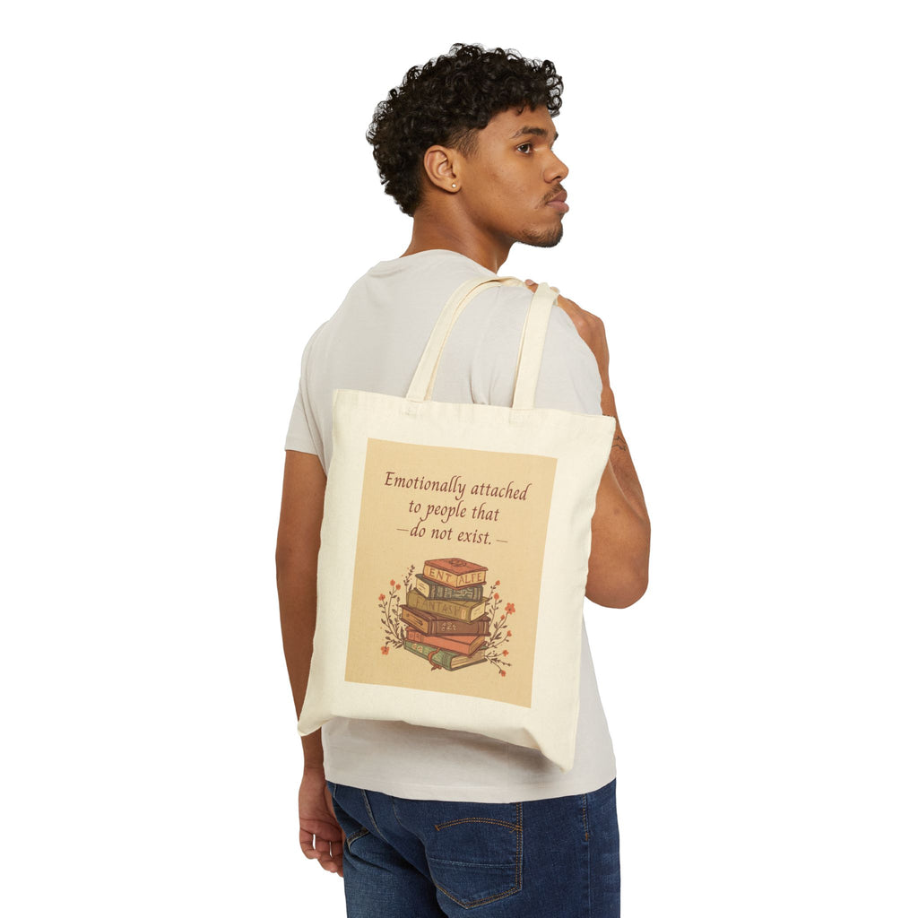 Emotionally Attached to Fictional Characters Vintage Book Lover Canvas Tote