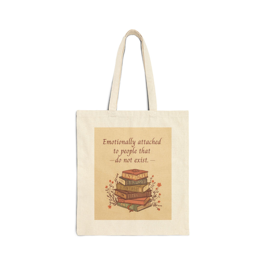 Emotionally Attached to Fictional Characters Vintage Book Lover Canvas Tote